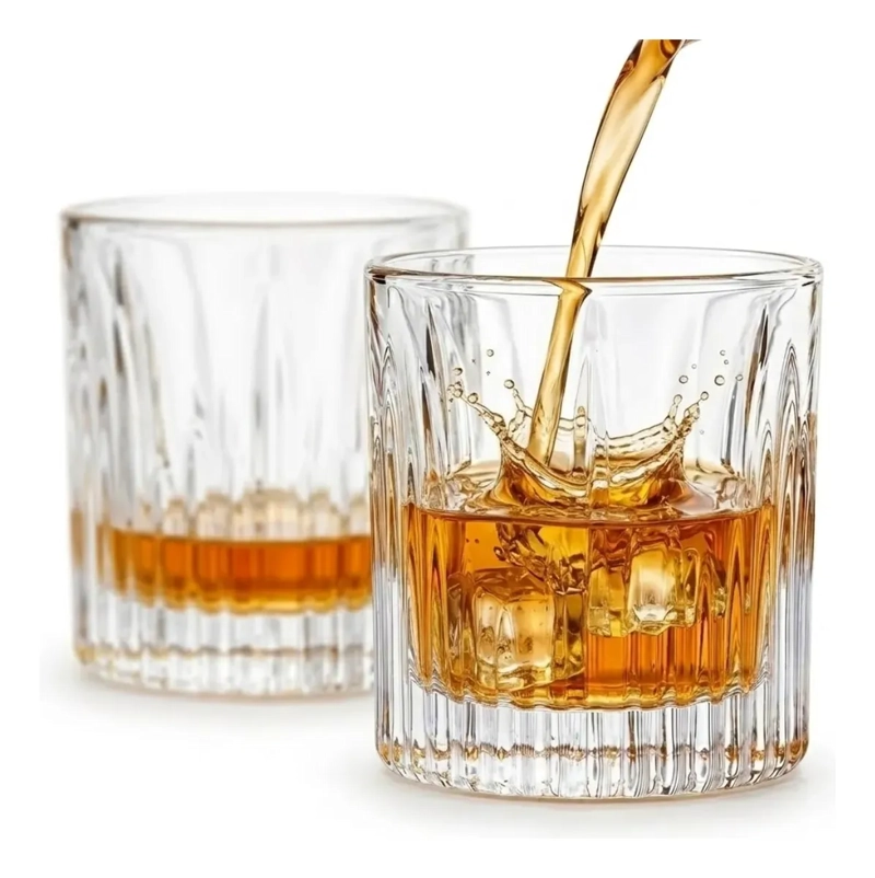 SET 4 VASOS DE WHISKY CRISTAL DISEÑO TALLADO 200ML M144 - 4
