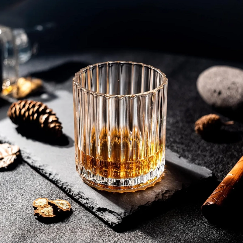 SET 4 VASOS DE WHISKY CRISTAL DISEÑO TALLADO 200ML M144 - 5