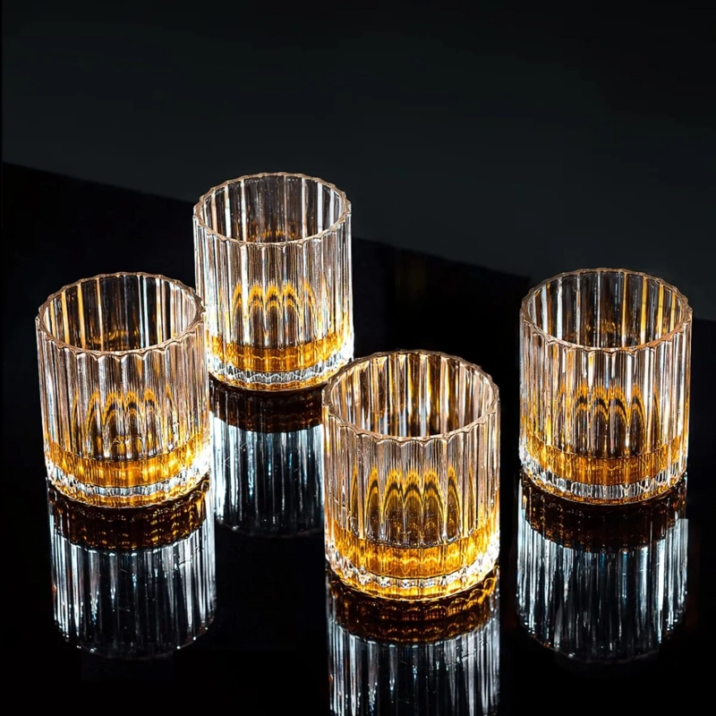 SET 4 VASOS DE WHISKY CRISTAL DISEÑO TALLADO 200ML M144 - 7