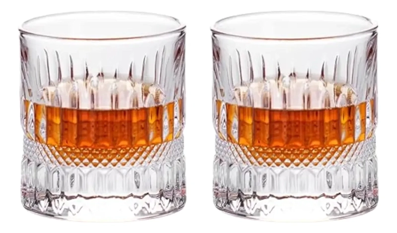 JUEGO 2 VASOS BAJOS CORTOS CRISTAL BAR O TRAGOS 200ML M145 - 1