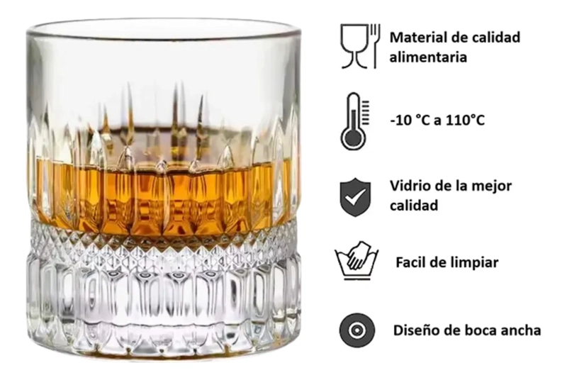 JUEGO 2 VASOS BAJOS CORTOS CRISTAL BAR O TRAGOS 200ML M145 - 3