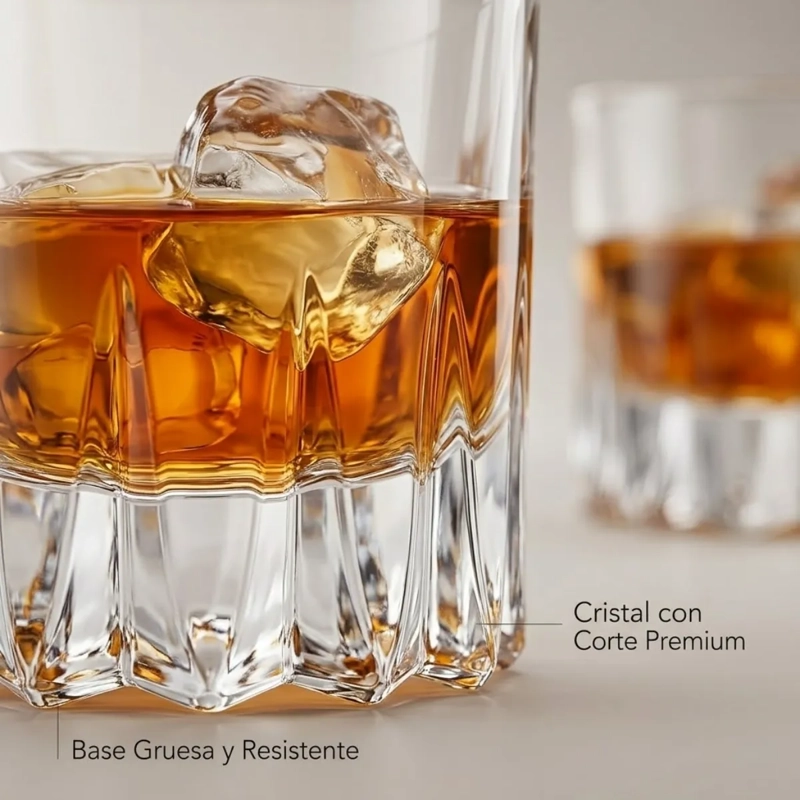 SET 2 VASOS WHISKY ESTILO CLASICO CRYSTAL GLASS 200ML M146 - 4