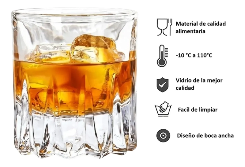 SET 4 VASOS WHISKY ESTILO CLASICO CRYSTAL GLASS 200ML M146 - 4