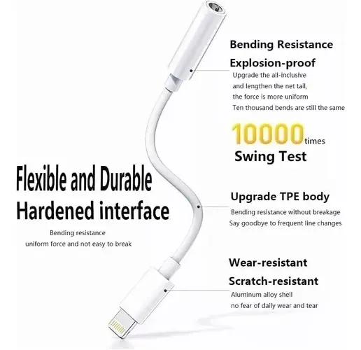 ADAPTADOR AURICULARES PARA IPHONE LIGHTING A 3.5MM COLOR BLANCO - 5