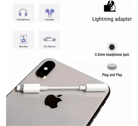 ADAPTADOR AURICULARES PARA IPHONE LIGHTING A 3.5MM COLOR BLANCO - 7
