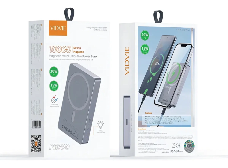 BATERIA EXTERNA VIDVIE PB790 10000MAH MAGSAFE CARGA RAPIDA INALAMBRICA PLATEADO - 5
