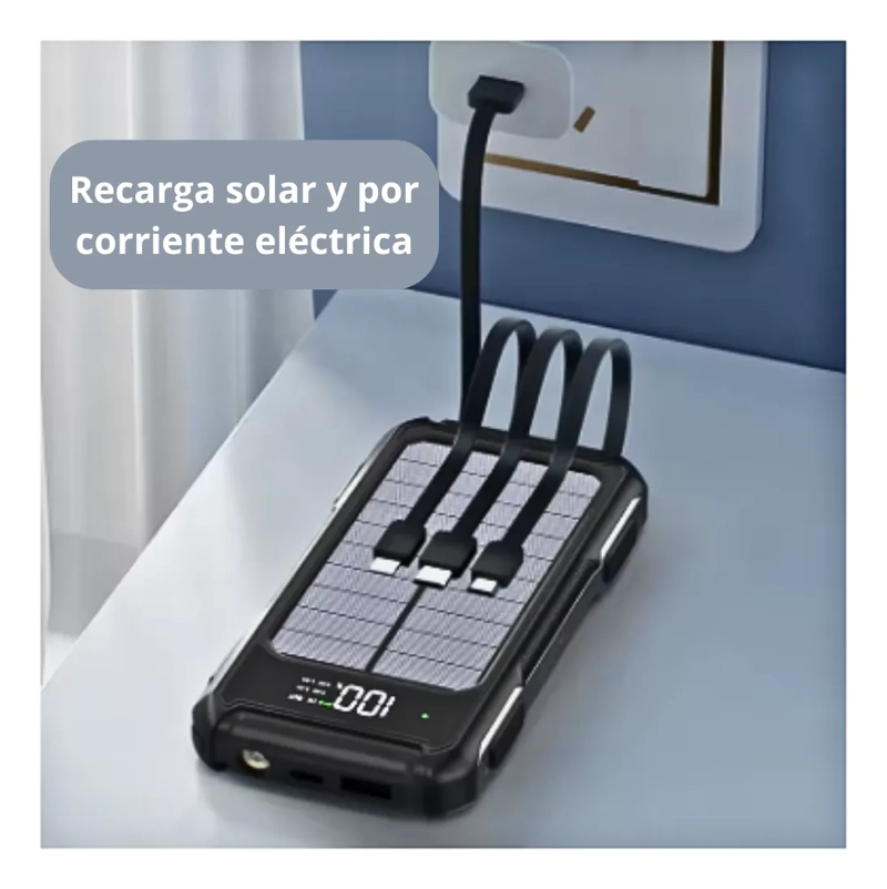 CARGADOR PORTATIL POWERBANK 10000MAH RECARGA SOLAR 4 CABLES - 3