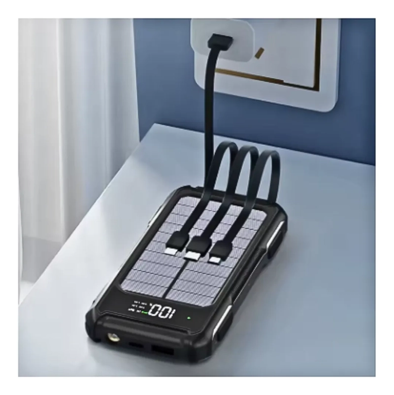 CARGADOR PORTATIL POWERBANK 10000MAH RECARGA SOLAR 4 CABLES - 4