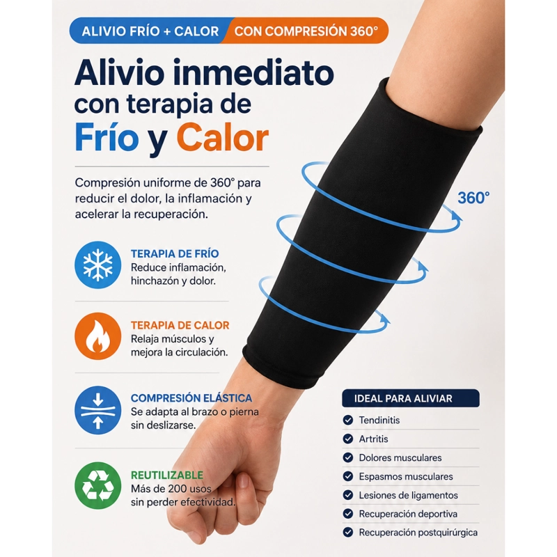 MANGA COMPRESA GEL FRIO CALOR BRAZOS PIERNAS ALIVIO DOLOR - 3