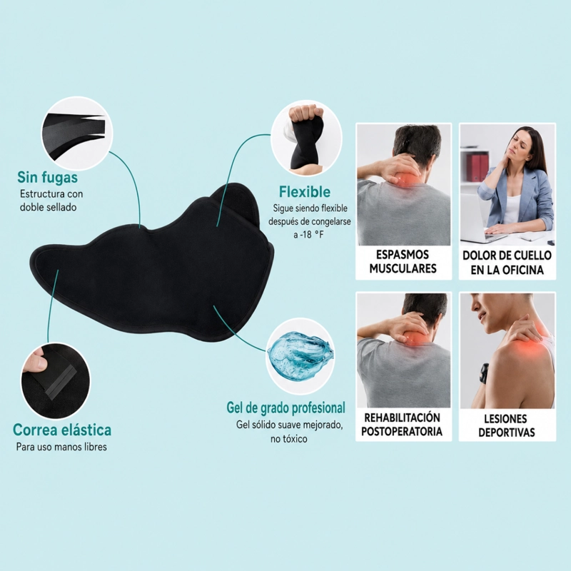 COMPRESA GEL CUELLO CERVICAL ALIVIO DOLOR FRIO CALOR - 6