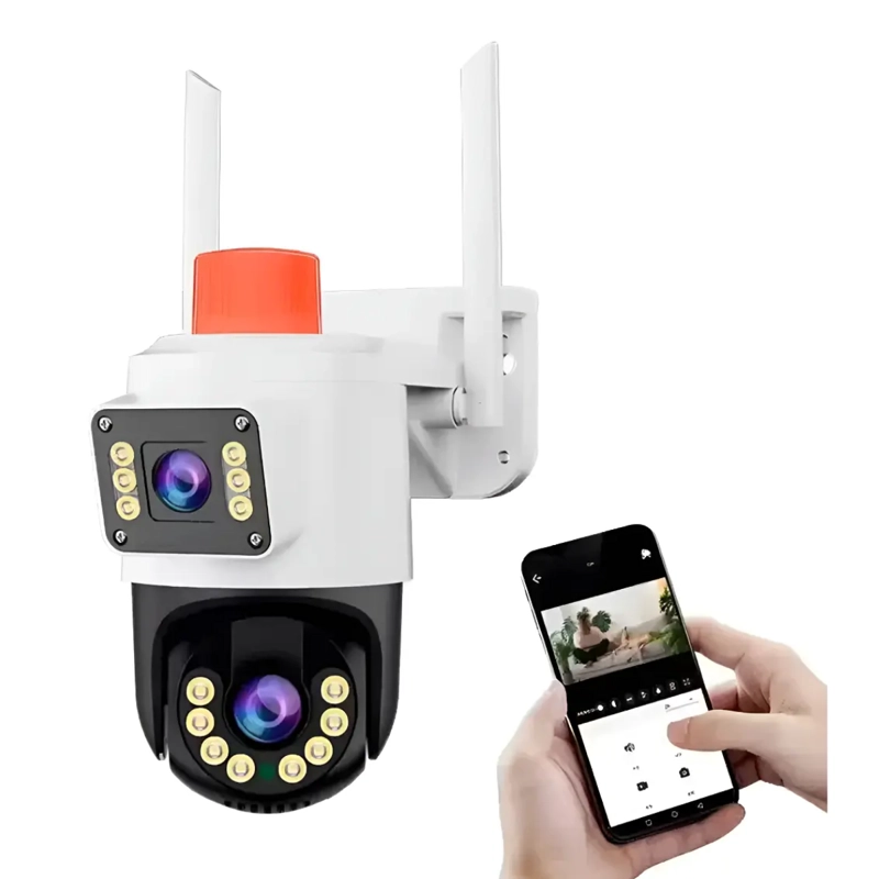 CAMARA SEGURIDAD EXTERIOR ALARMA WIFI DOBLE LENTE IP66 - 2