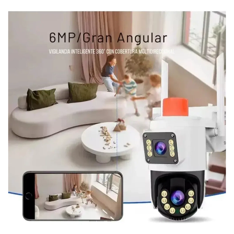 CAMARA SEGURIDAD EXTERIOR ALARMA WIFI DOBLE LENTE IP66 - 8