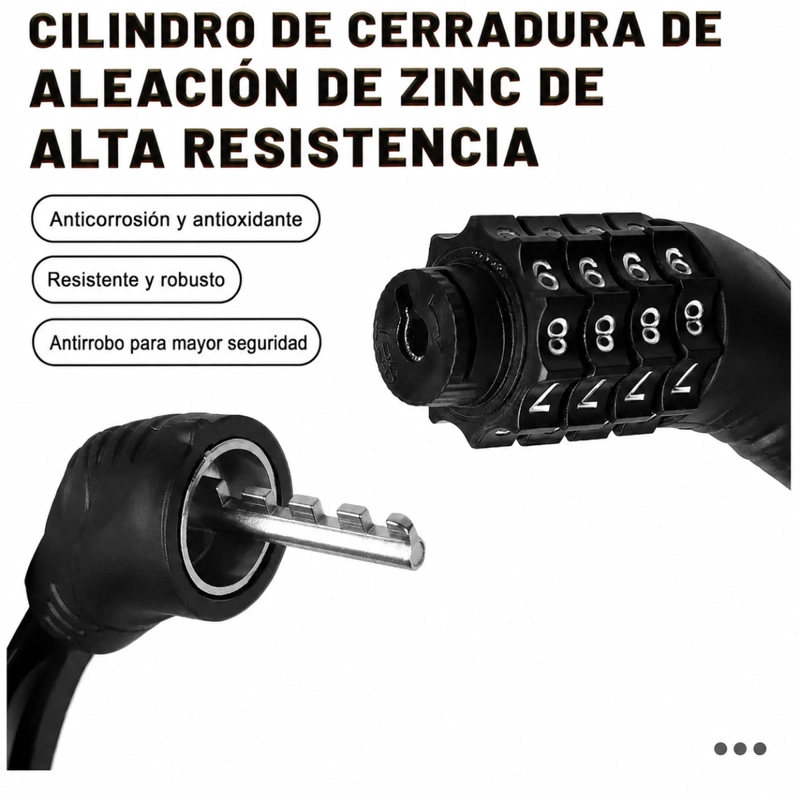 CANDADO CABLE SEGURIDAD BICICLETA COMBINACION NUME RICA - 3