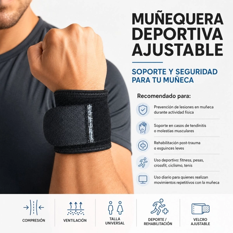 MUÑEQUERA DE NEOPRENO AJUSTABLE SOPORTE DEPORTIVO GYM - 3
