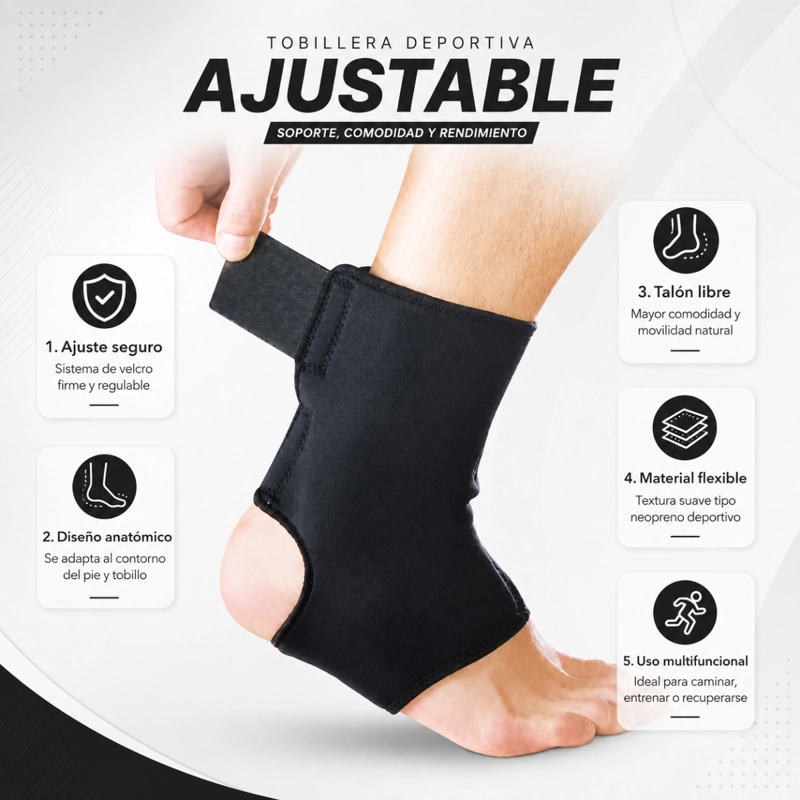 TOBILLERA DEPORTIVA ELASTICA SOPORTE ESGUINCE COMPRESION GYM - 2