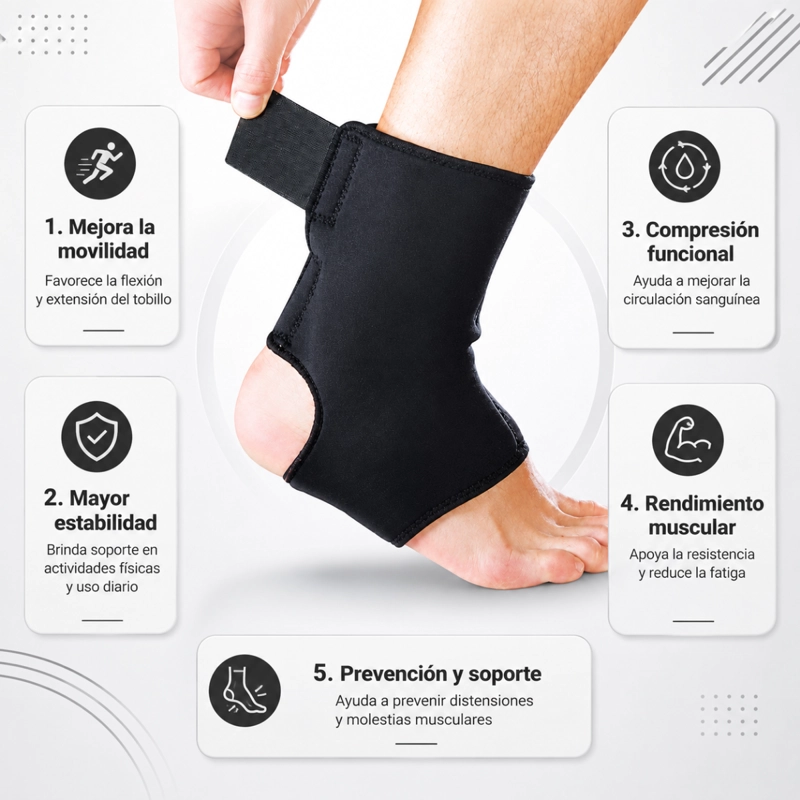 TOBILLERA DEPORTIVA ELASTICA SOPORTE ESGUINCE COMPRESION GYM - 4