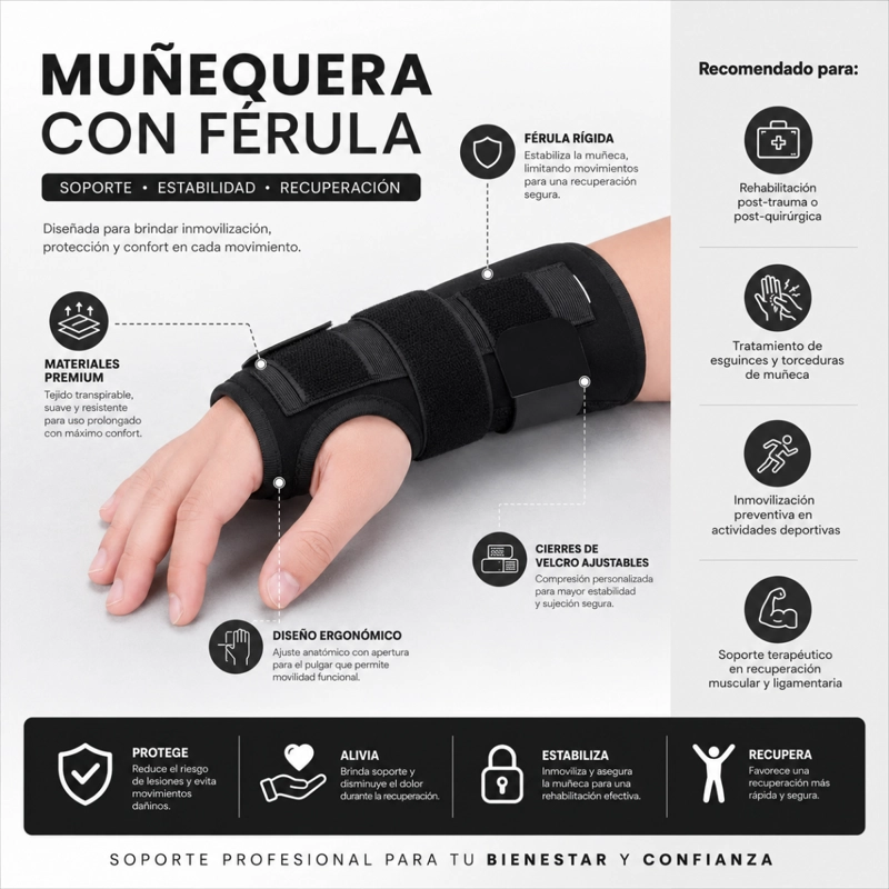 MUÑEQUERA FE RULA IZQUIERDA INMOVILIZADORA ORTOPEDICA 97163 - 2