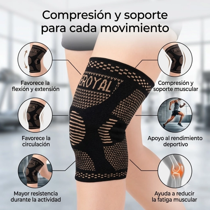 RODILLERA ELASTICA DE COMPRESION DEPORTIVA TALLA S/M - 3