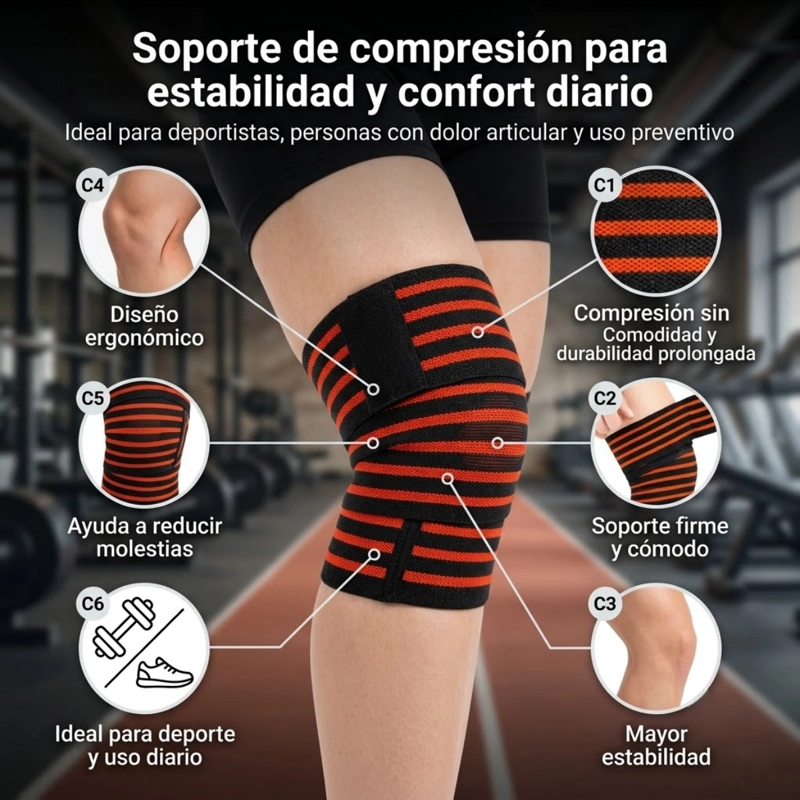SOPORTE DE RODILLA COMPRESION CROSSFIT LEVANTAMIENTO 656 - 3