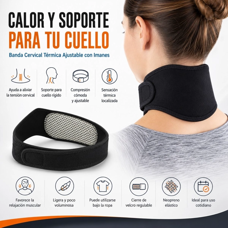 BANDA CUELLO CERVICAL TE RMICA CALOR CON IMANES - 3