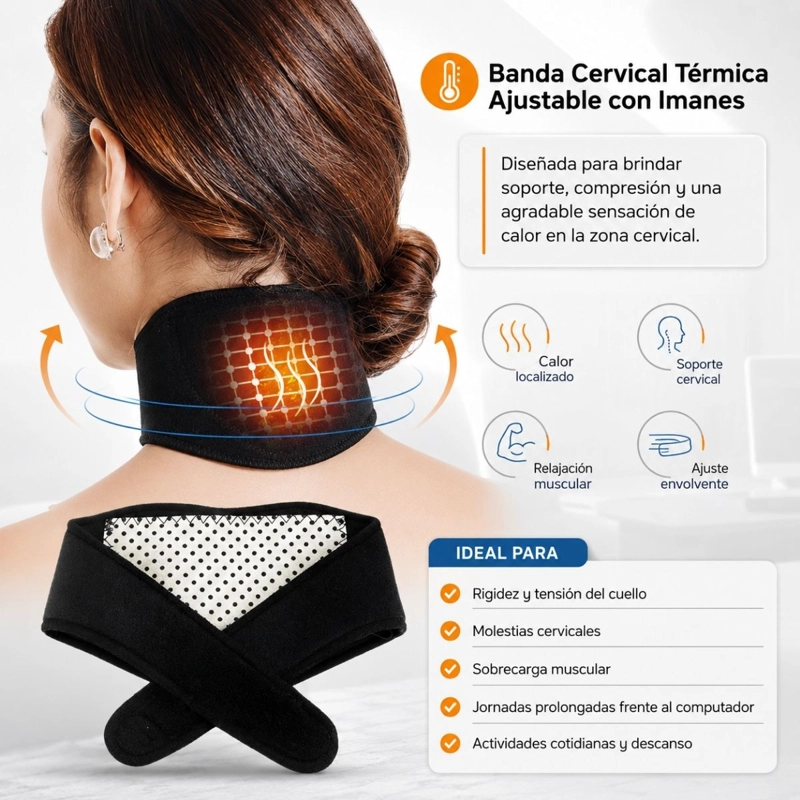 BANDA CUELLO CERVICAL TE RMICA CALOR CON IMANES - 5