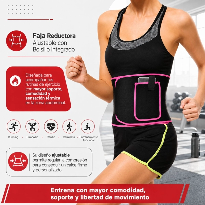 FAJA SUDORACION AJUSTABLE EJERCICIO CINTURON MODELADOR - 2
