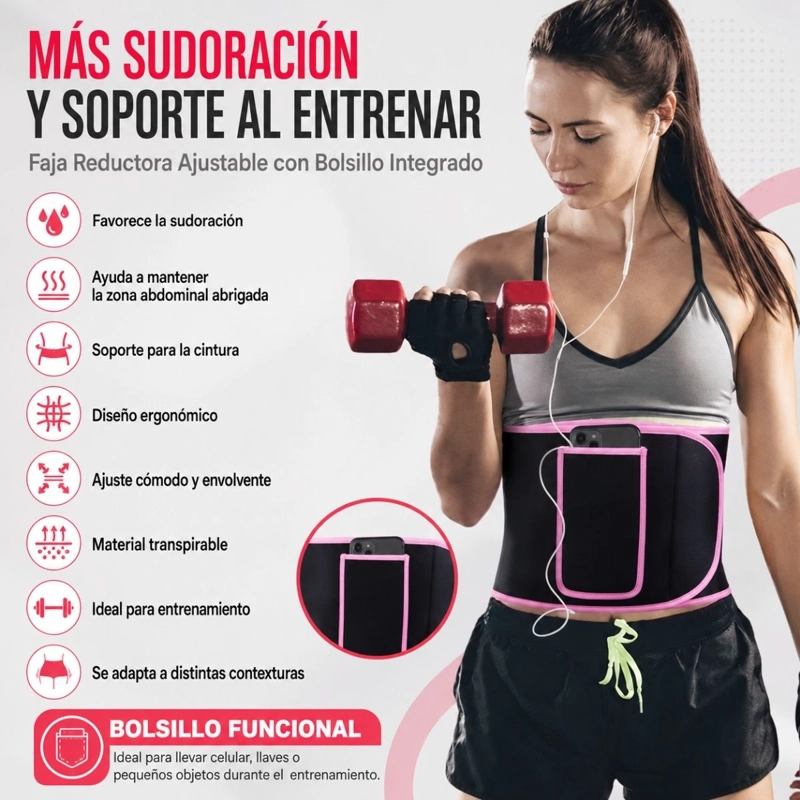 FAJA SUDORACION AJUSTABLE EJERCICIO CINTURON MODELADOR - 4