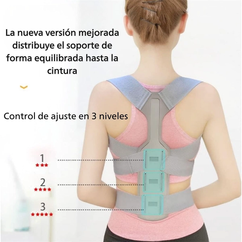 CORRECTOR DE POSTURA INVISIBLE SOPORTE ESPALDA HOMBROS GRIS TALLA XL - 2