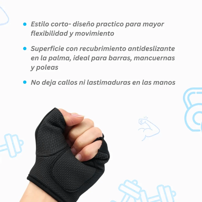 GUANTES DEPORTIVOS EJERCICIO CROSSFIT SIN DEDOS UNISEX - 2