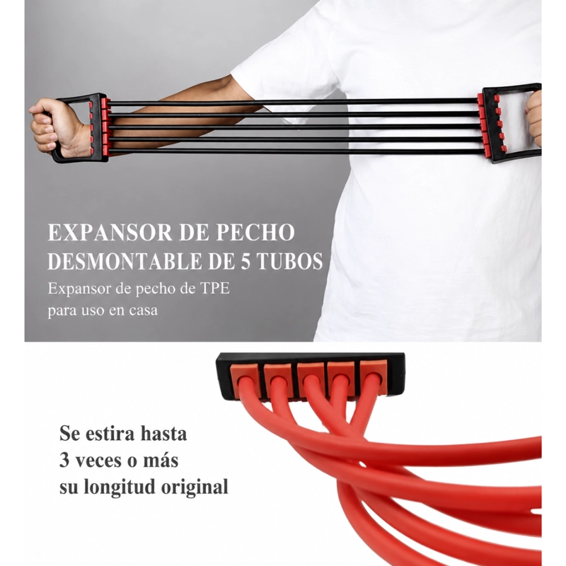 TENSOR DE PECHO 5 RESORTES EJERCITADOR MUSCULAR FITNESS - 4