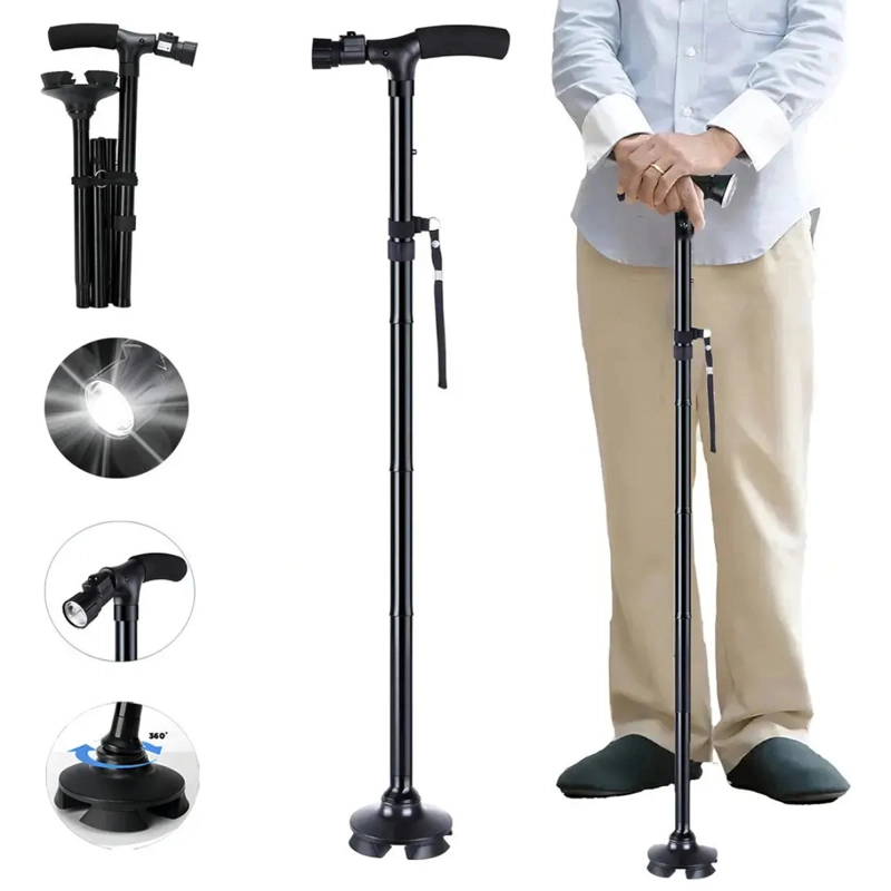 BASTON ORTOPE DICO PLEGABLE CON LUZ LED Y BASE PIVOTANTE - 1