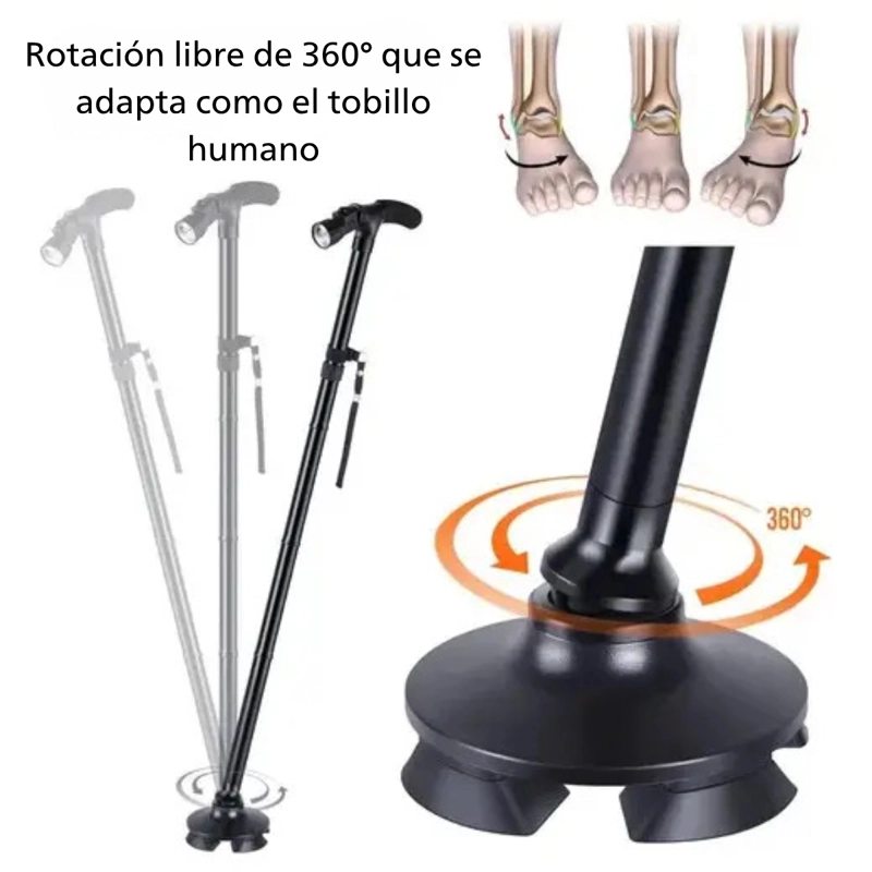 BASTON ORTOPE DICO PLEGABLE CON LUZ LED Y BASE PIVOTANTE - 5