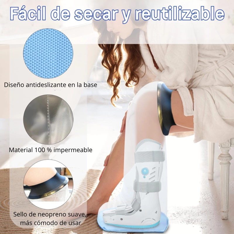 BOTA PROTECTOR IMPERMEABLE YESO Y VENDA PIERNA COMPLETA BAÑO - 2