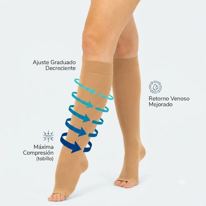 MEDIAS LARGAS COMPRESION GRADUADA PARA CIRCULACION Y VARICES TALLA M L XL - 2