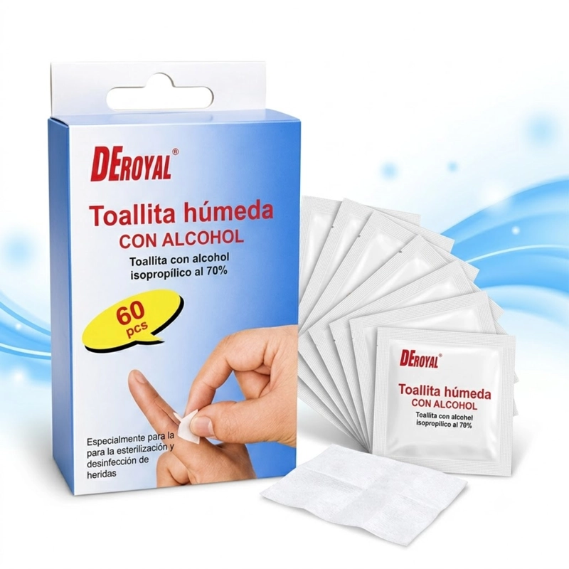 SET 120 TOALLITAS HUMEDAS CON ALCOHOL ISOPROPILICO 70% - 4