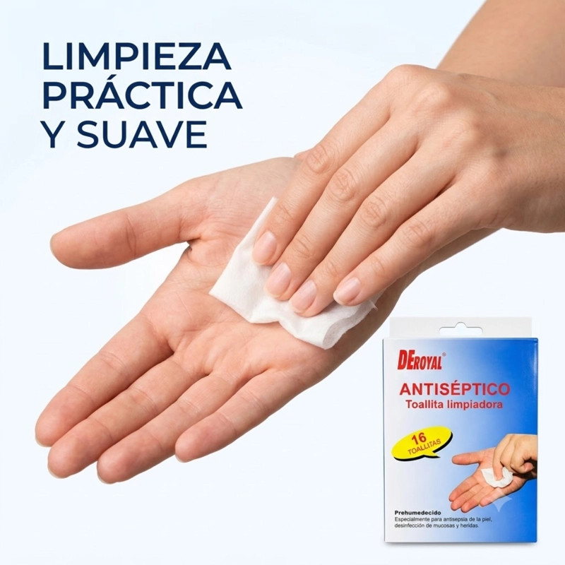PACK 16 TOALLITAS HUMEDAS DESINFECTANTES ANTISE PTICAS HERIDA - 4