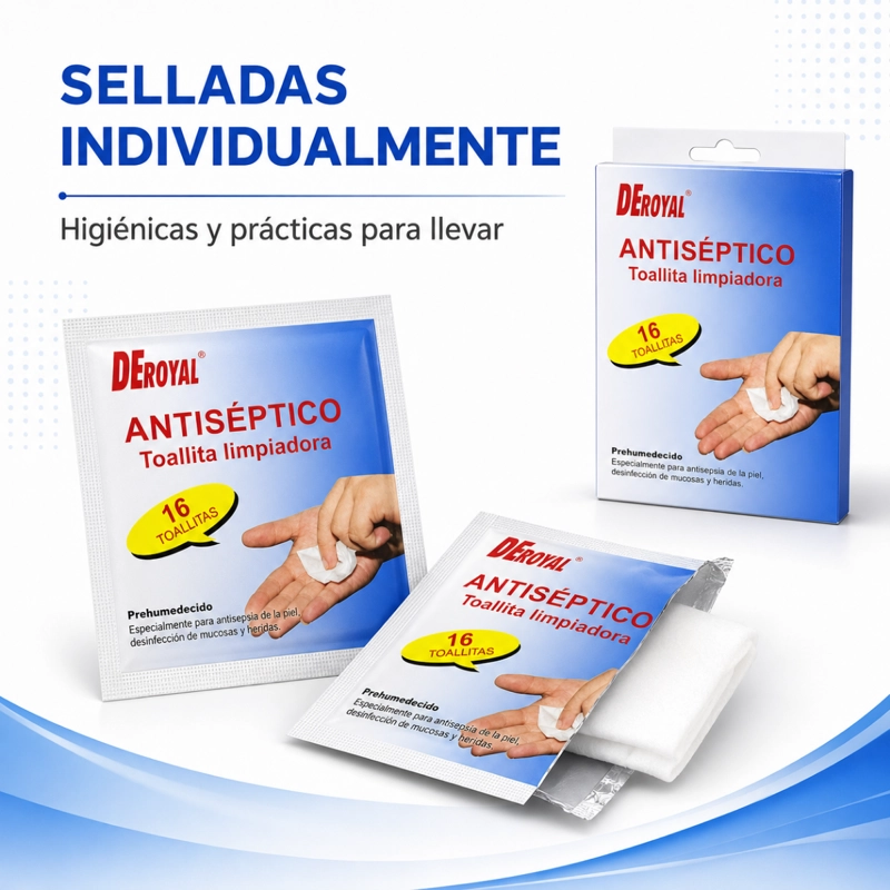 PACK 32 TOALLITAS HUMEDAS DESINFECTANTES ANTISE PTICAS HERIDA - 2