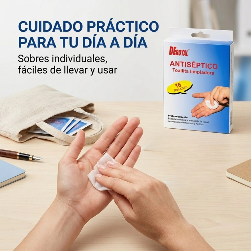 PACK 32 TOALLITAS HUMEDAS DESINFECTANTES ANTISE PTICAS HERIDA - 4