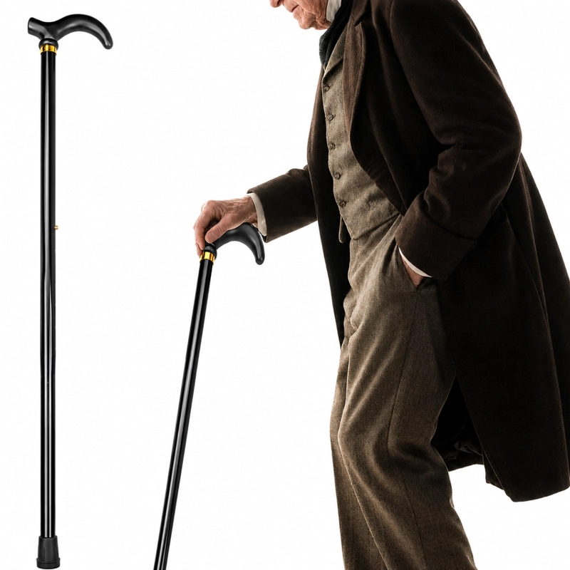 BASTON PARA ADULTO MAYOR CON BASE ANTIDESLIZANTE COLOR NEGRO - 1