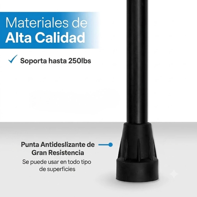 BASTON PARA ADULTO MAYOR CON BASE ANTIDESLIZANTE COLOR NEGRO - 3