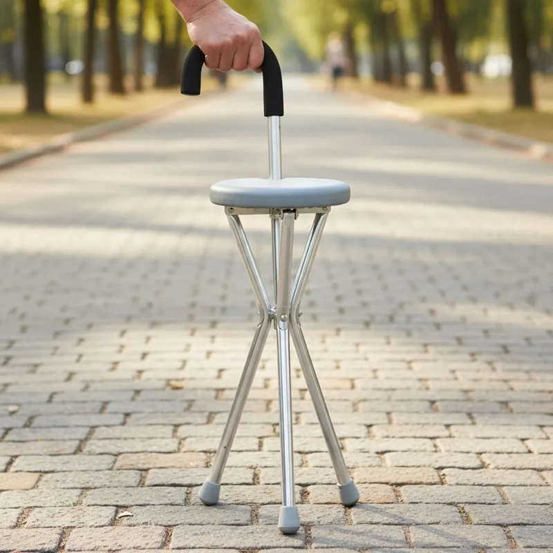 BASTON CON ASIENTO PLEGABLE SILLA ORTOPE DICA ADULTO MAYOR - 6