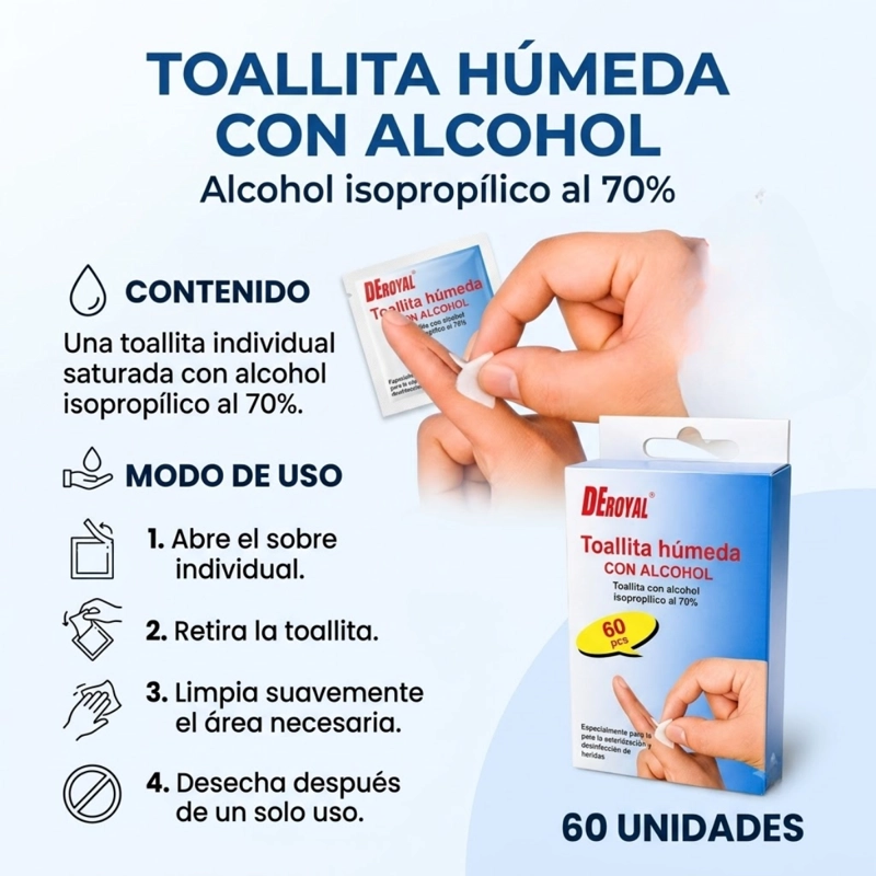 SET 60 TOALLITAS HUMEDAS CON ALCOHOL ISOPROPILICO 70% - 3