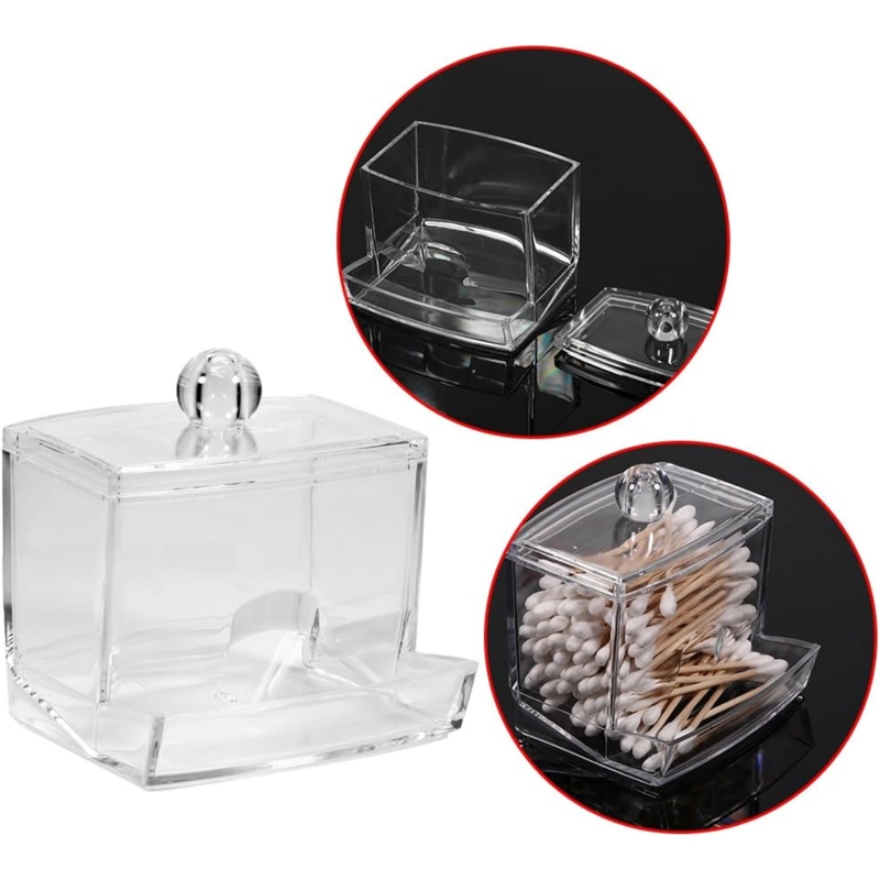 PACK 3 ORGANIZADORES ACRILICO CON TAPA COTONETES ALGODON - 2