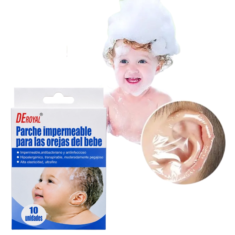 PACK 20 PARCHES IMPERMEABLE PROTECTOR OIDOS PARA BEBE S BAÑO - 1
