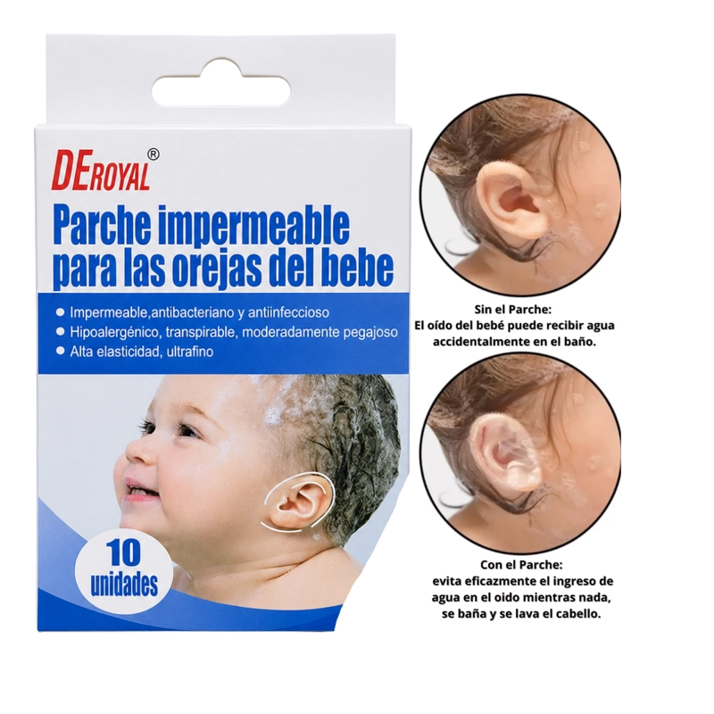 PACK 20 PARCHES IMPERMEABLE PROTECTOR OIDOS PARA BEBE S BAÑO - 4