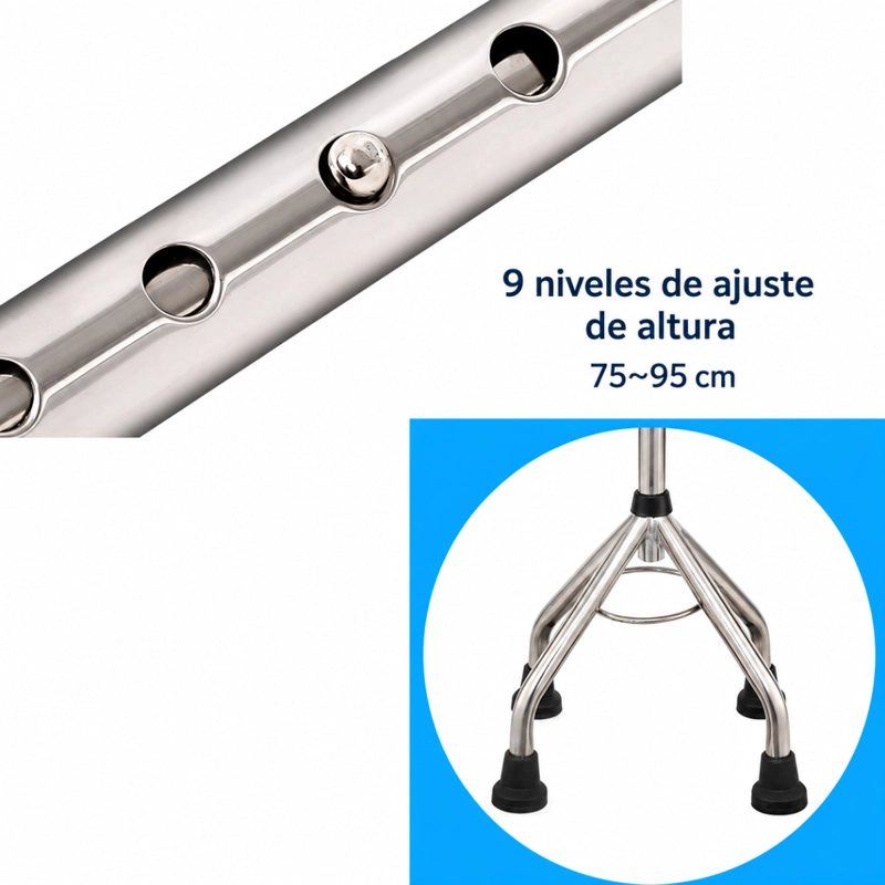 BASTON ORTOPE DICO 4 APOYOS BASE TETRAPOD AJUSTABLE METALICO - 2