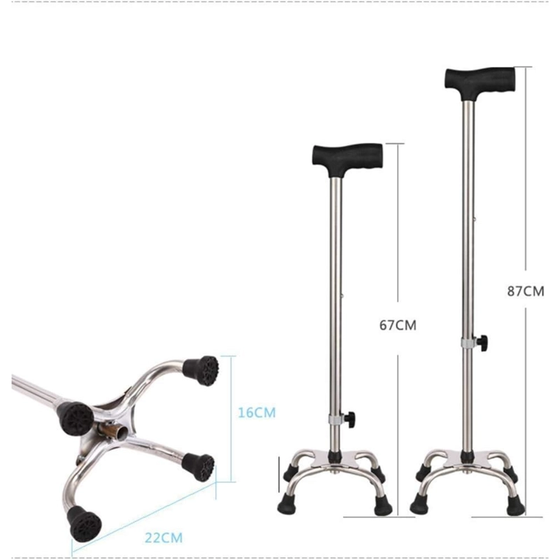 BASTON ORTOPE DICO 4 APOYOS BASE TETRAPOD AJUSTABLE METALICO - 3