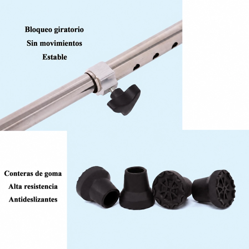 BASTON ORTOPE DICO 4 APOYOS BASE TETRAPOD AJUSTABLE METALICO - 5