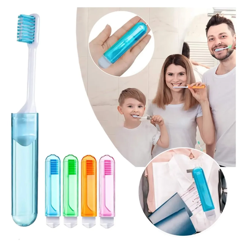 SET 4 CEPILLOS DE DIENTES PORTATILES VIAJE ESTUCHE PROTECTOR - 2