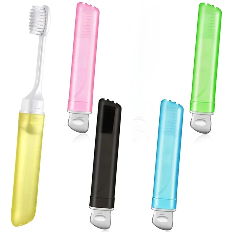 SET 4 CEPILLOS DE DIENTES PORTATILES VIAJE ESTUCHE PROTECTOR - 6